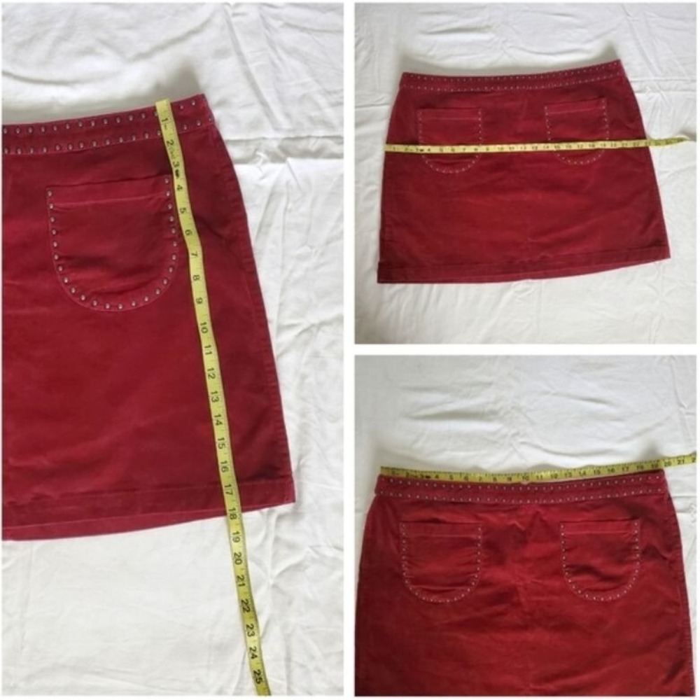 Mossimo Supply Co. Faux Suede Studded Mini Skirt Burgundy Women's Plus Size 18 - Picture 9 of 9